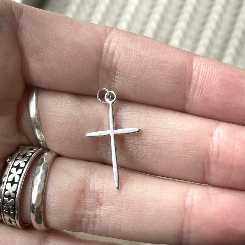 18x13mm Cross Charm Sterling Silver Smooth Finish